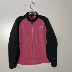 The North Face Tka Stretch Pink Gray Soft Shell Full Zip Jacket Womans Size M